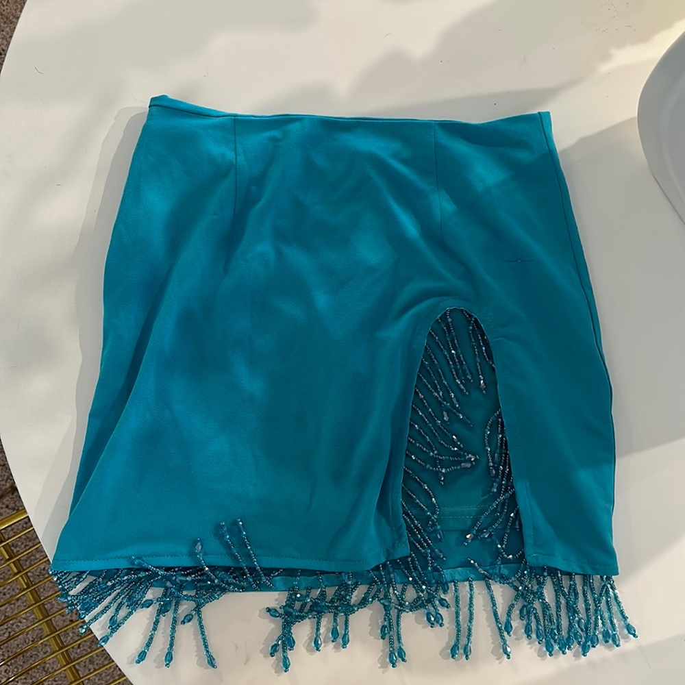 Meshki high slit beaded skirt